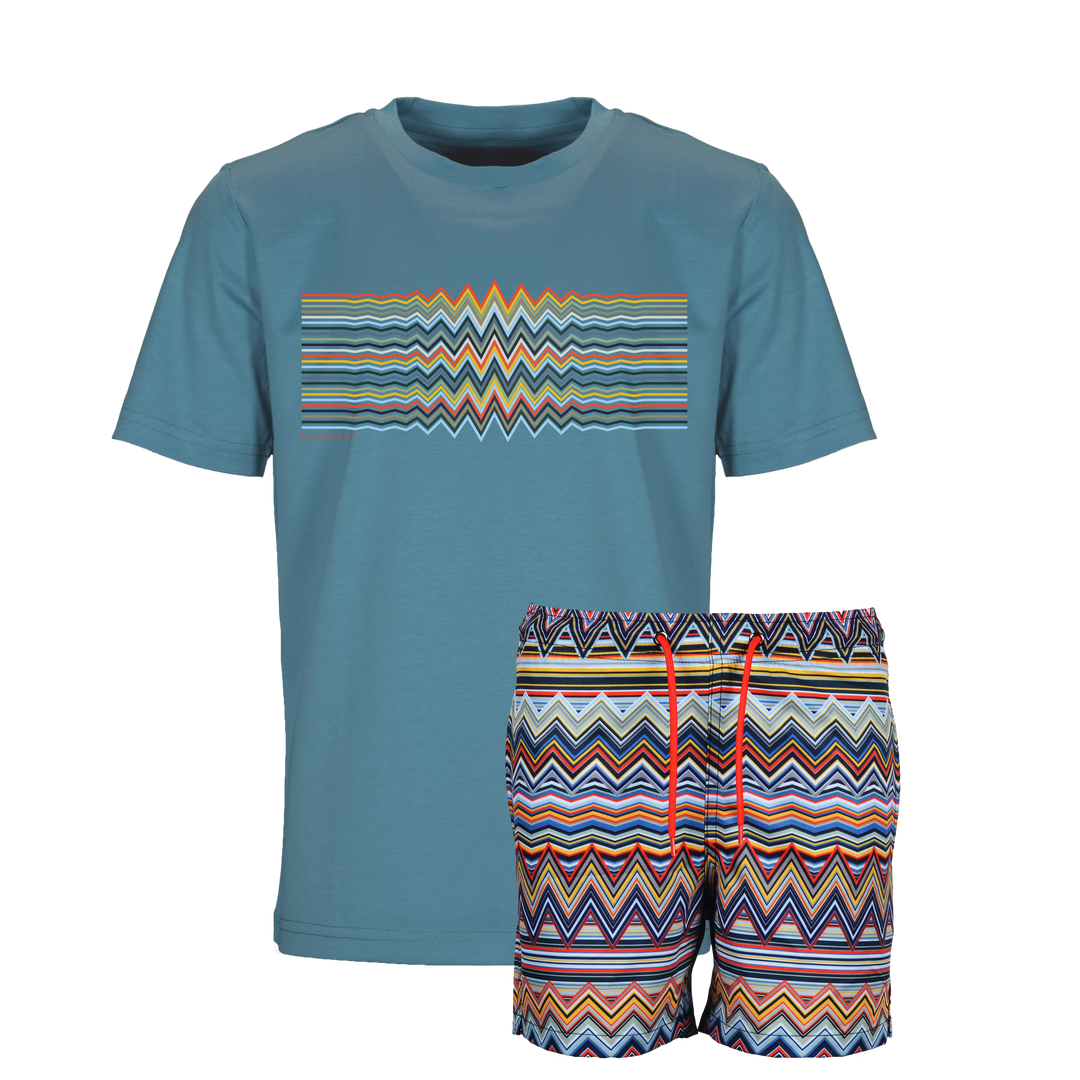 Multi Zig Multi Waveform - Kid's T-shirt & Swim Short Set