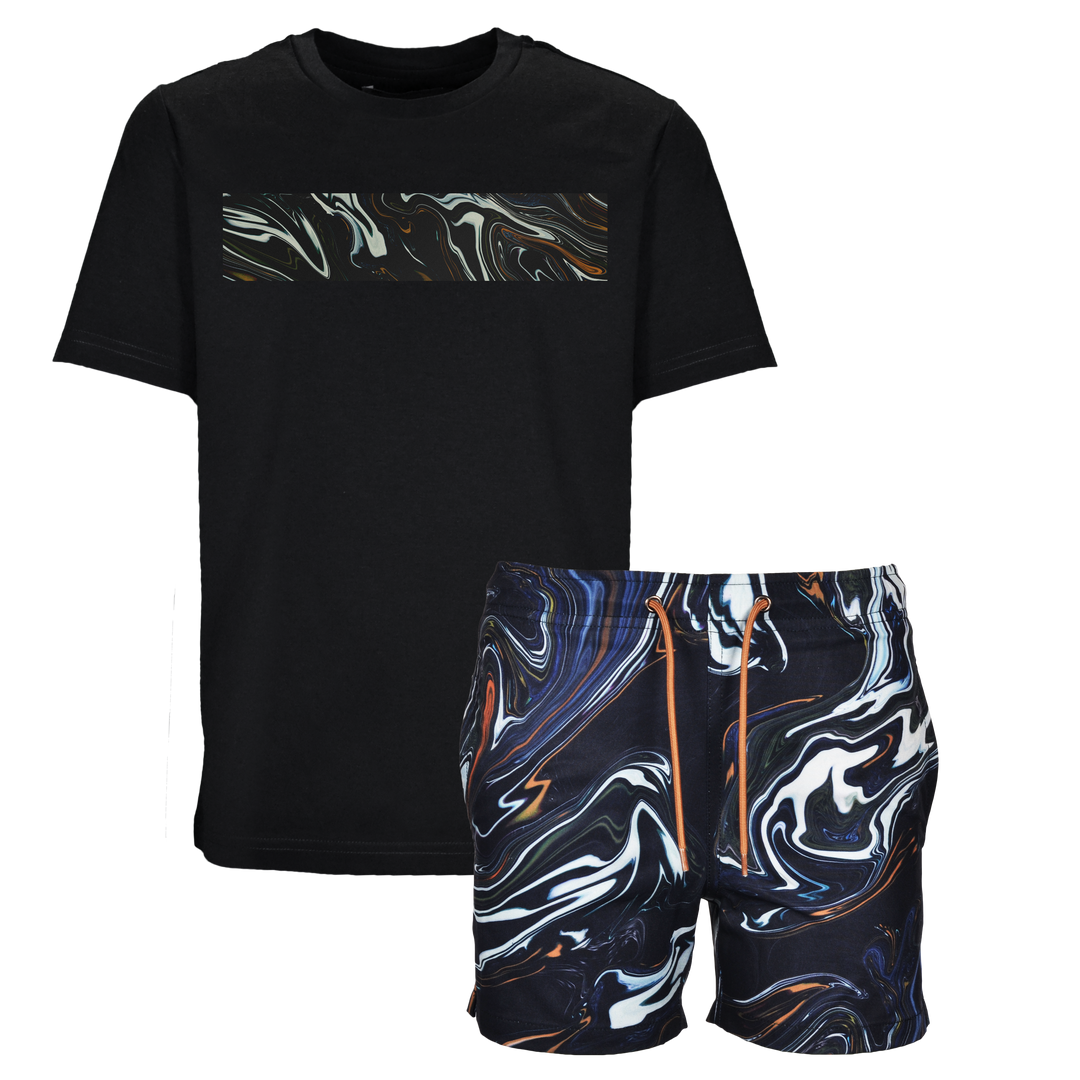 Oil Black - Kid's T-shirt & Swim Short Set