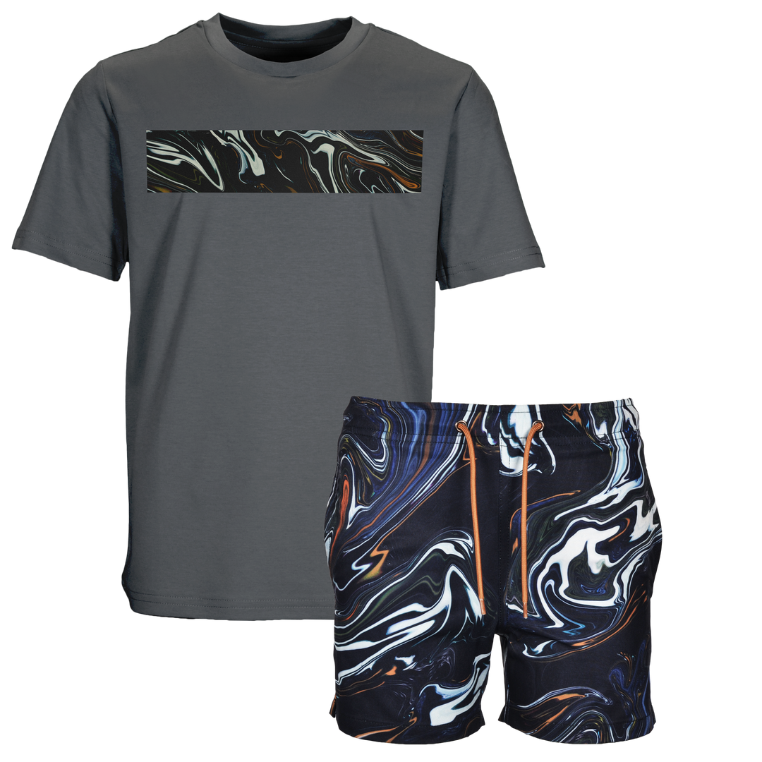 Oil Black - Kid's T-shirt & Swim Short Set