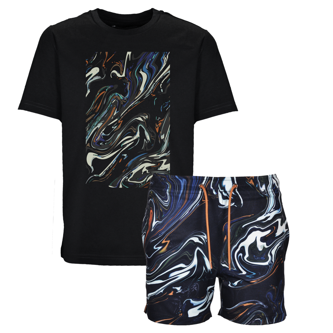 Oil Black - Kid's T-shirt & Swim Short Set