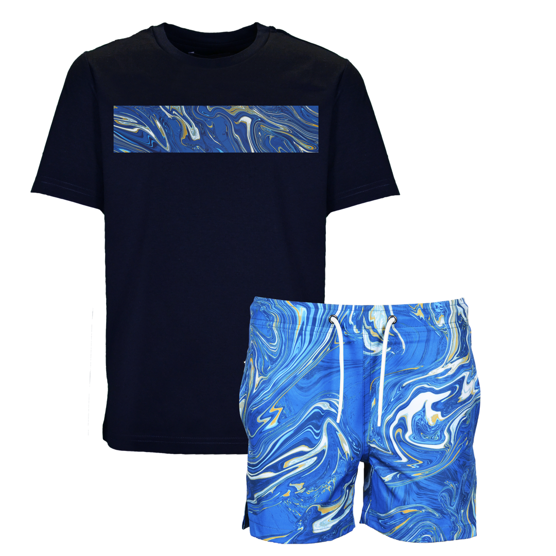 Oil Blue - Kid's T-shirt & Swim Short Set