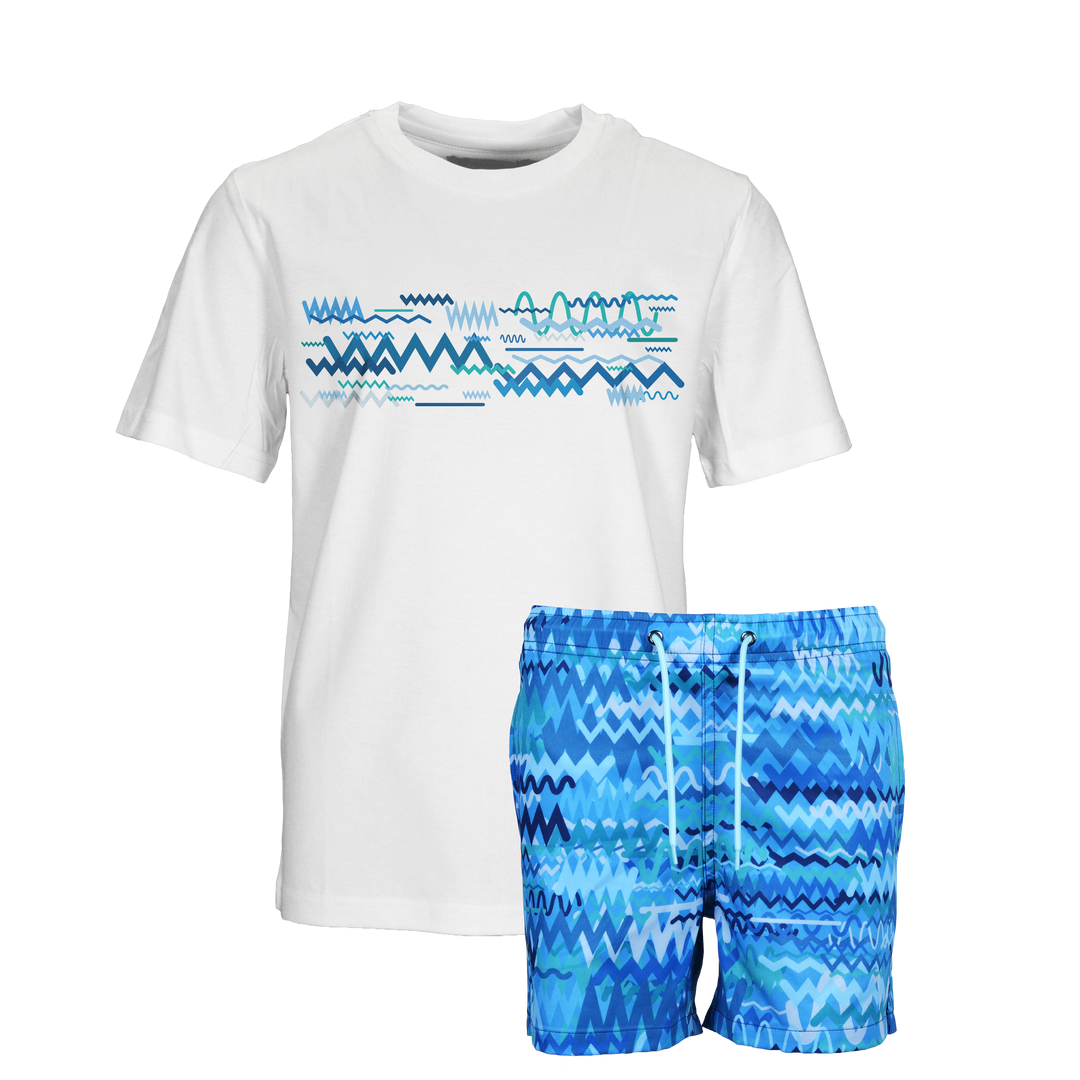 Oscillate Aqua Bar - Kid's T-shirt & Swim Short Set