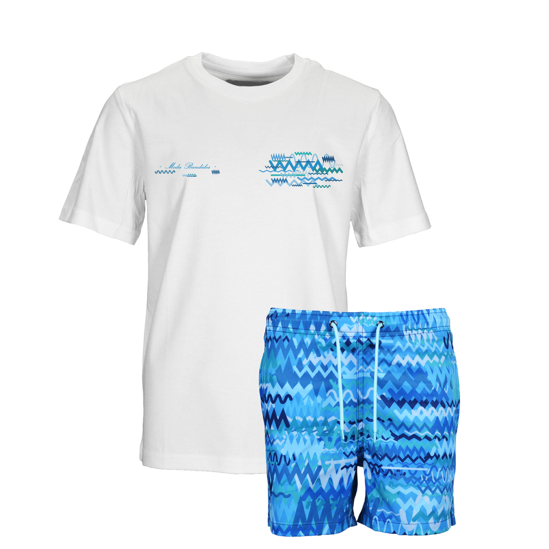 Oscillate Aqua Chest - Kid's T-shirt & Swim Short Set