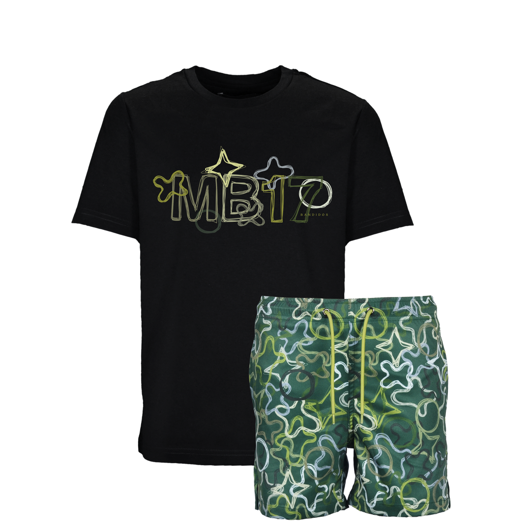 Quattro Green MB17 - Kid's T-shirt & Swim Short Set