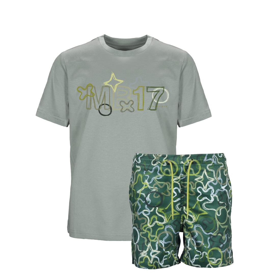 Quattro Green MB17 - Kid's T-shirt & Swim Short Set