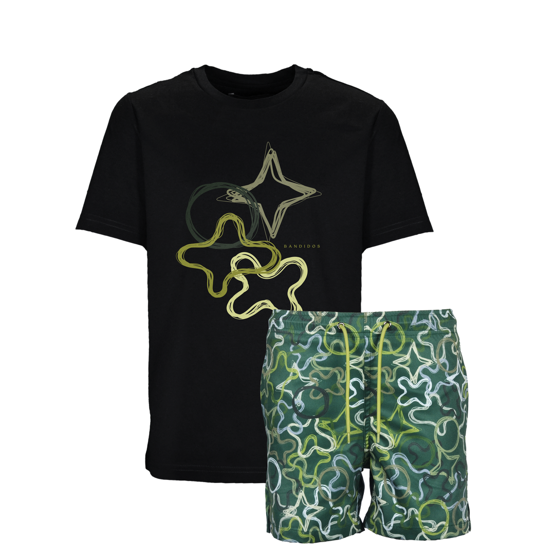 Quattro Green - Kid's T-shirt & Swim Short Set