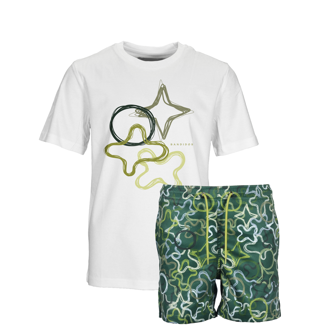 Quattro Green - Kid's T-shirt & Swim Short Set