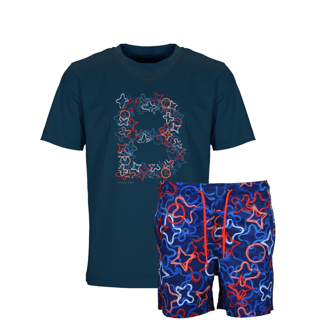 Quattro Red B - Kid's T-shirt & Swim Short Set