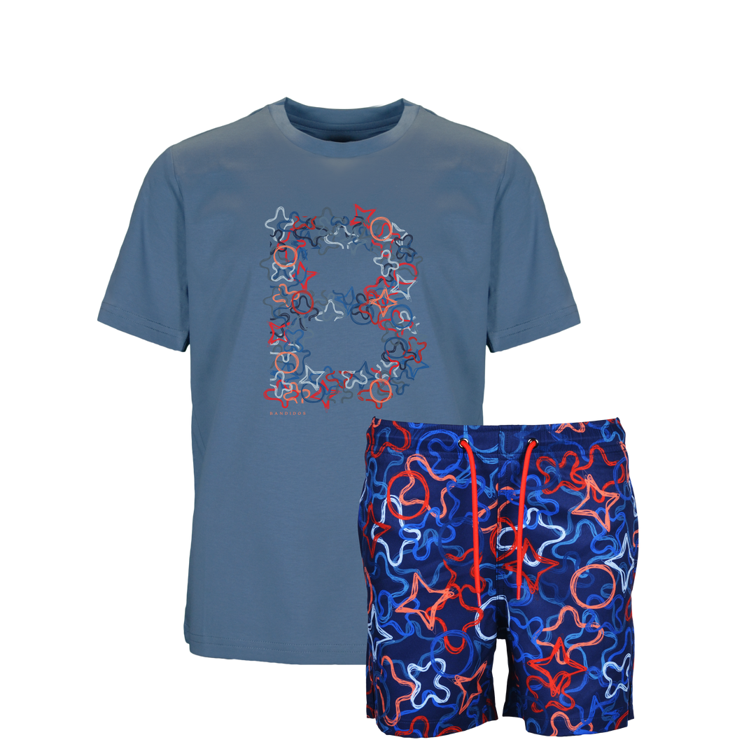 Quattro Red B - Kid's T-shirt & Swim Short Set