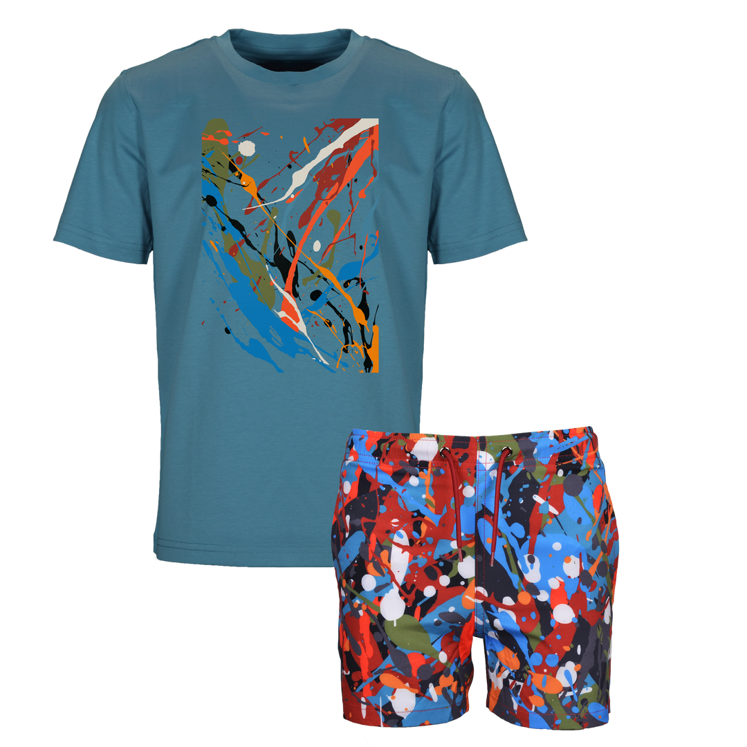 Splatter Multi - Kid's T-shirt & Swim Short Set