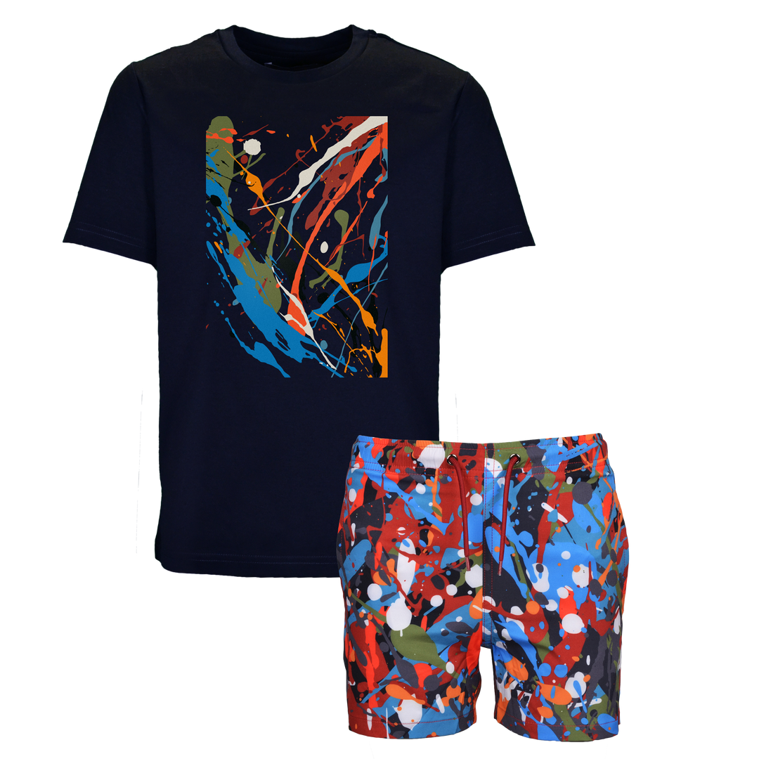 Splatter Multi - Kid's T-shirt & Swim Short Set