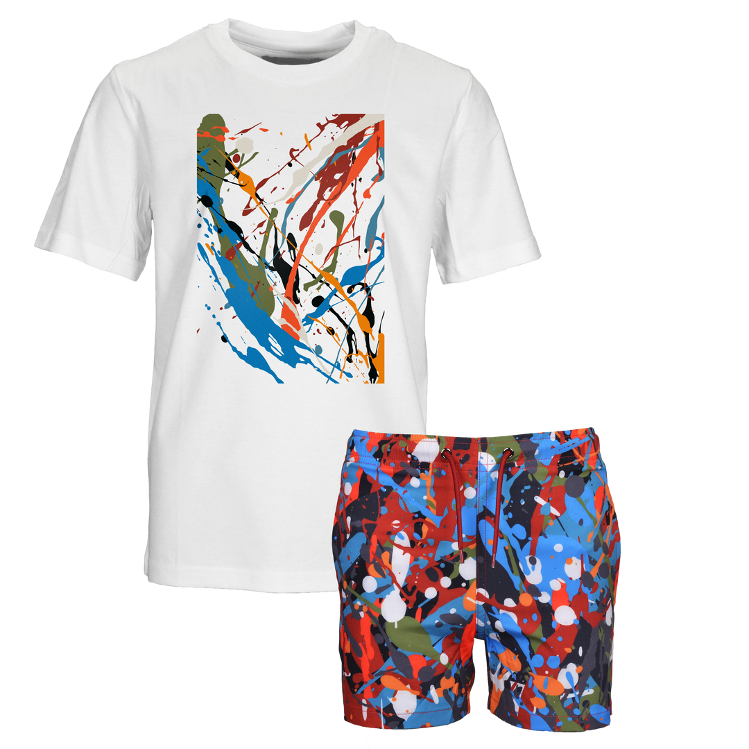 Splatter Multi - Kid's T-shirt & Swim Short Set