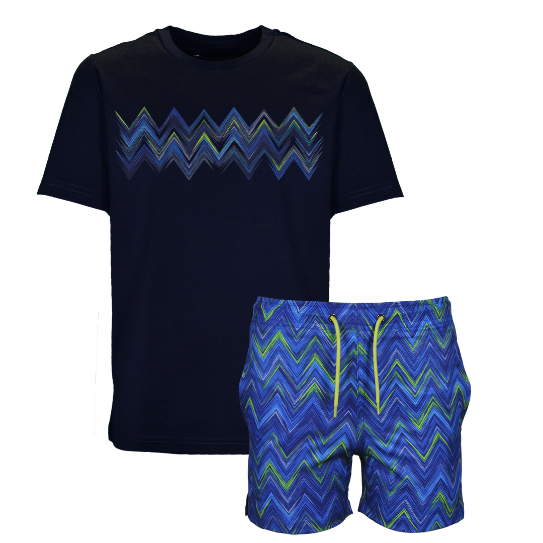 Space Zig Blue - Kid's T-shirt & Swim Short Set