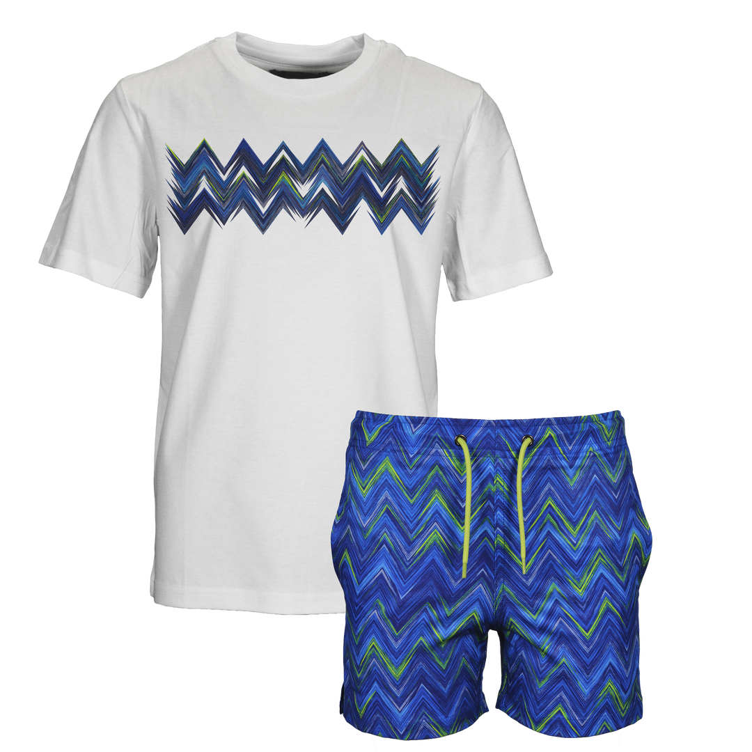 Space Zig Blue - Kid's T-shirt & Swim Short Set