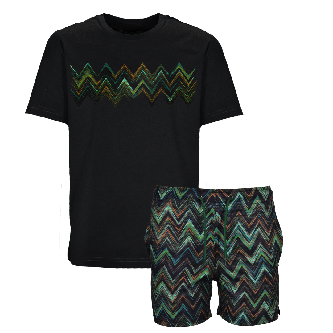 Space Zig Green - Kid's T-shirt & Swim Short Set