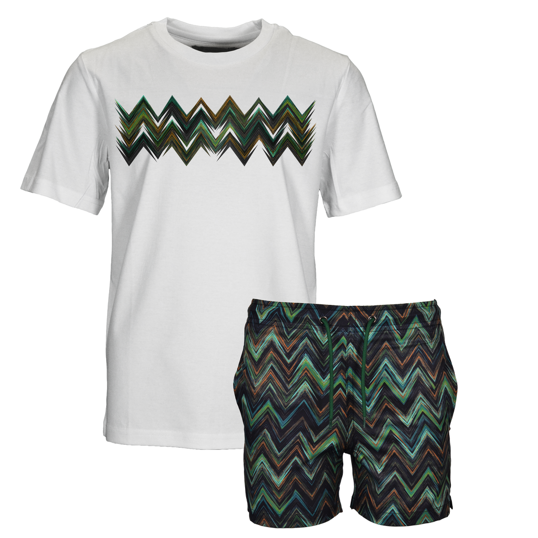 Space Zig Green - Kid's T-shirt & Swim Short Set