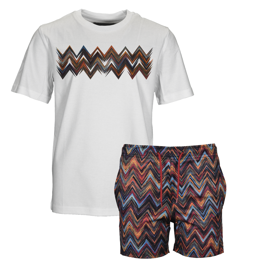 Space Zig Orange - Kid's T-shirt & Swim Short Set