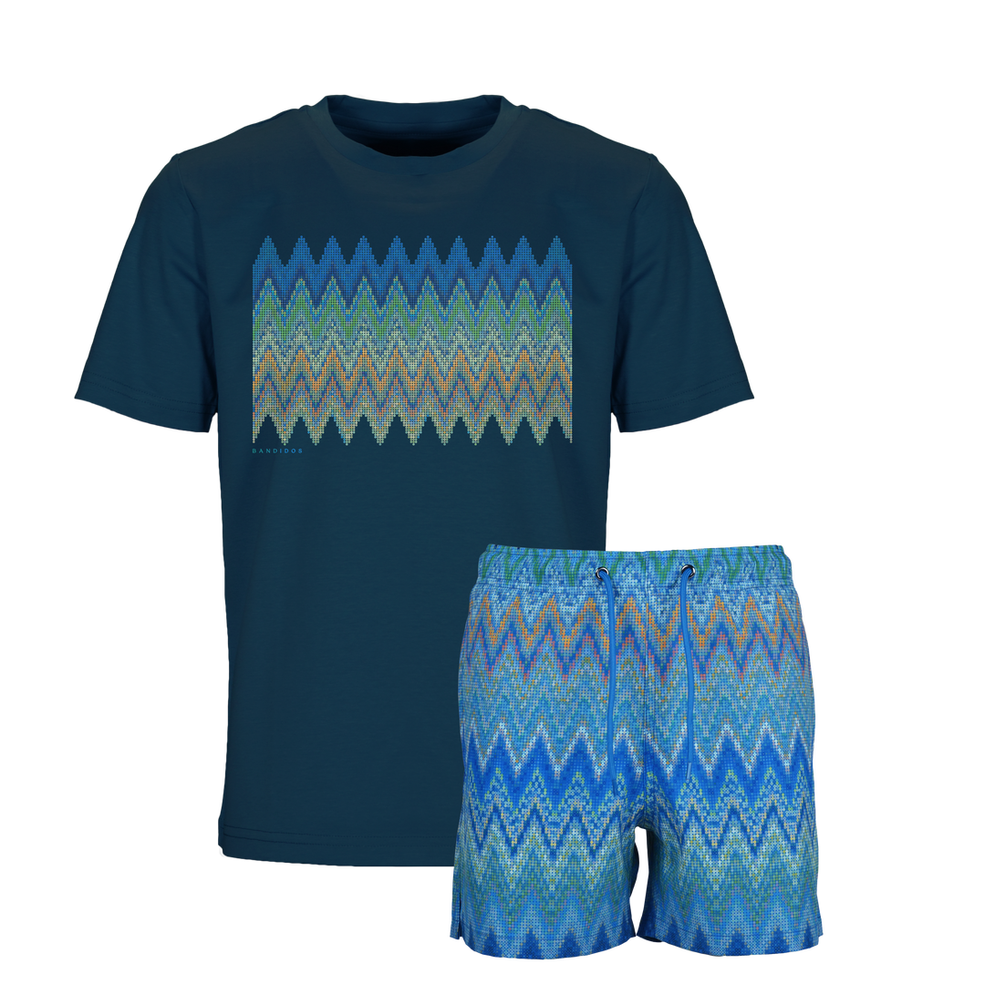 Sequin Zig Amalfi Box - Kids T-shirt & Swim Short Set