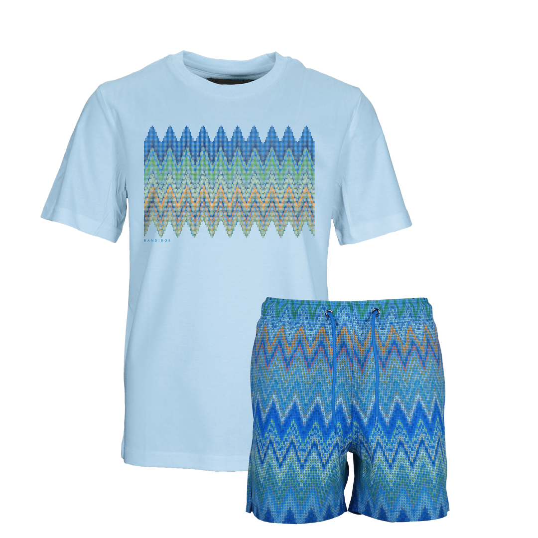 Sequin Zig Amalfi Box - Kids T-Shirt & Swim Short Set