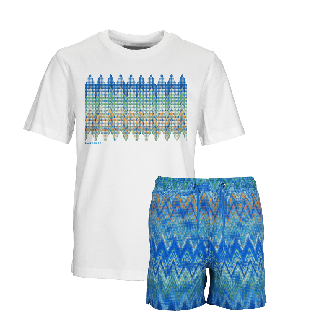 Sequin Zig Amalfi Box - Kids T-Shirt & Swim Short Set