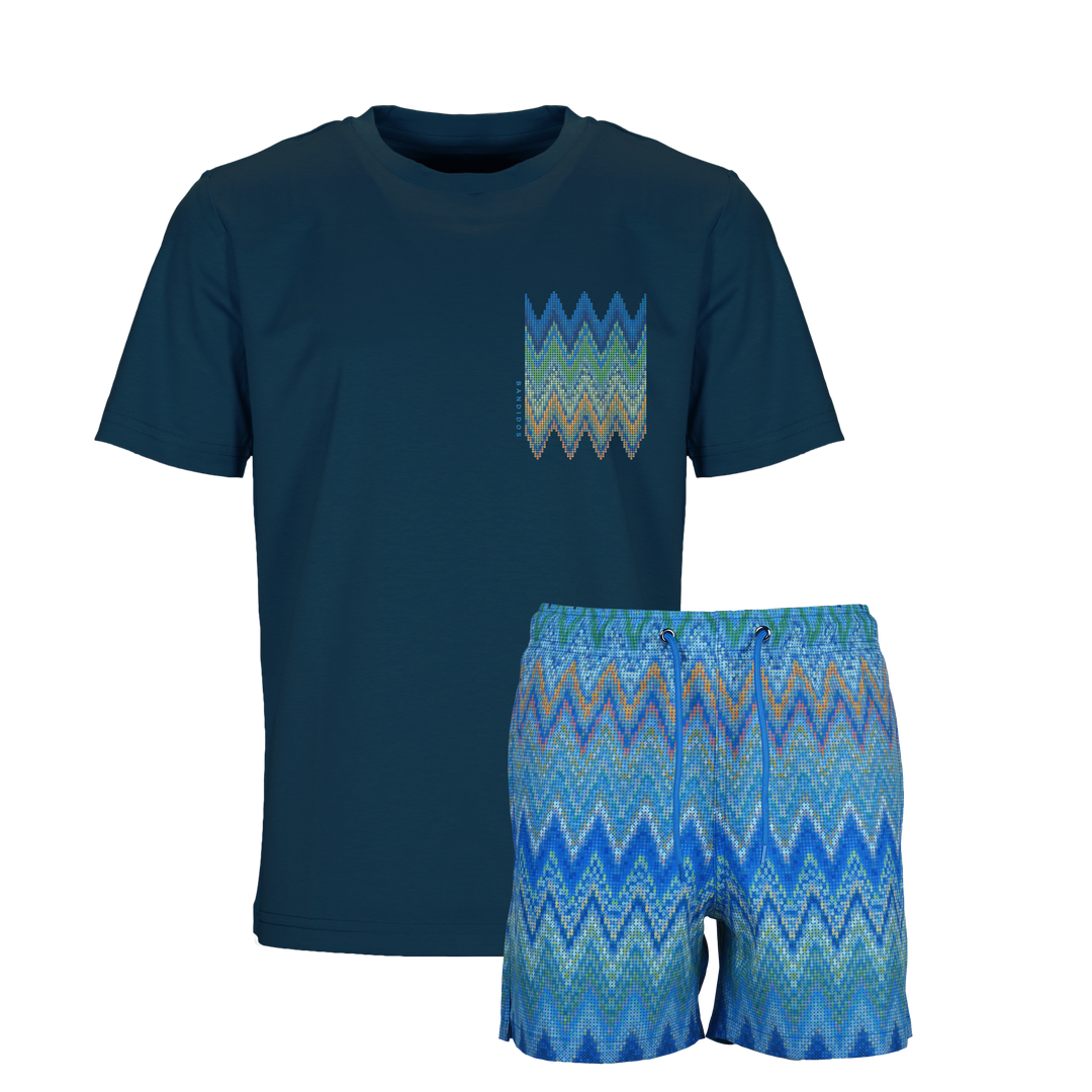 Sequin Zig Amalfi Chest - Kids T-Shirt & Swim Short Set