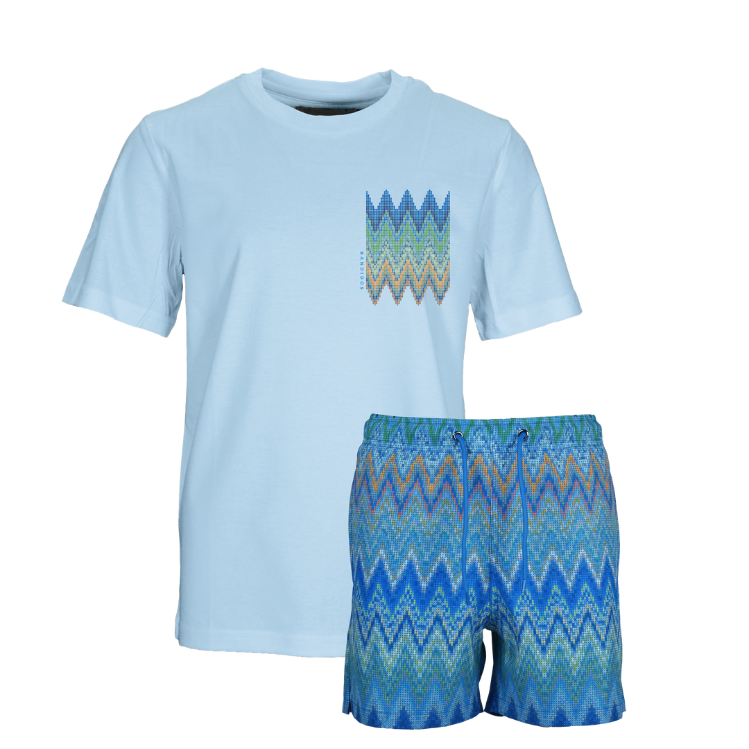 Sequin Zig Amalfi Chest - Kids T-Shirt & Swim Short Set