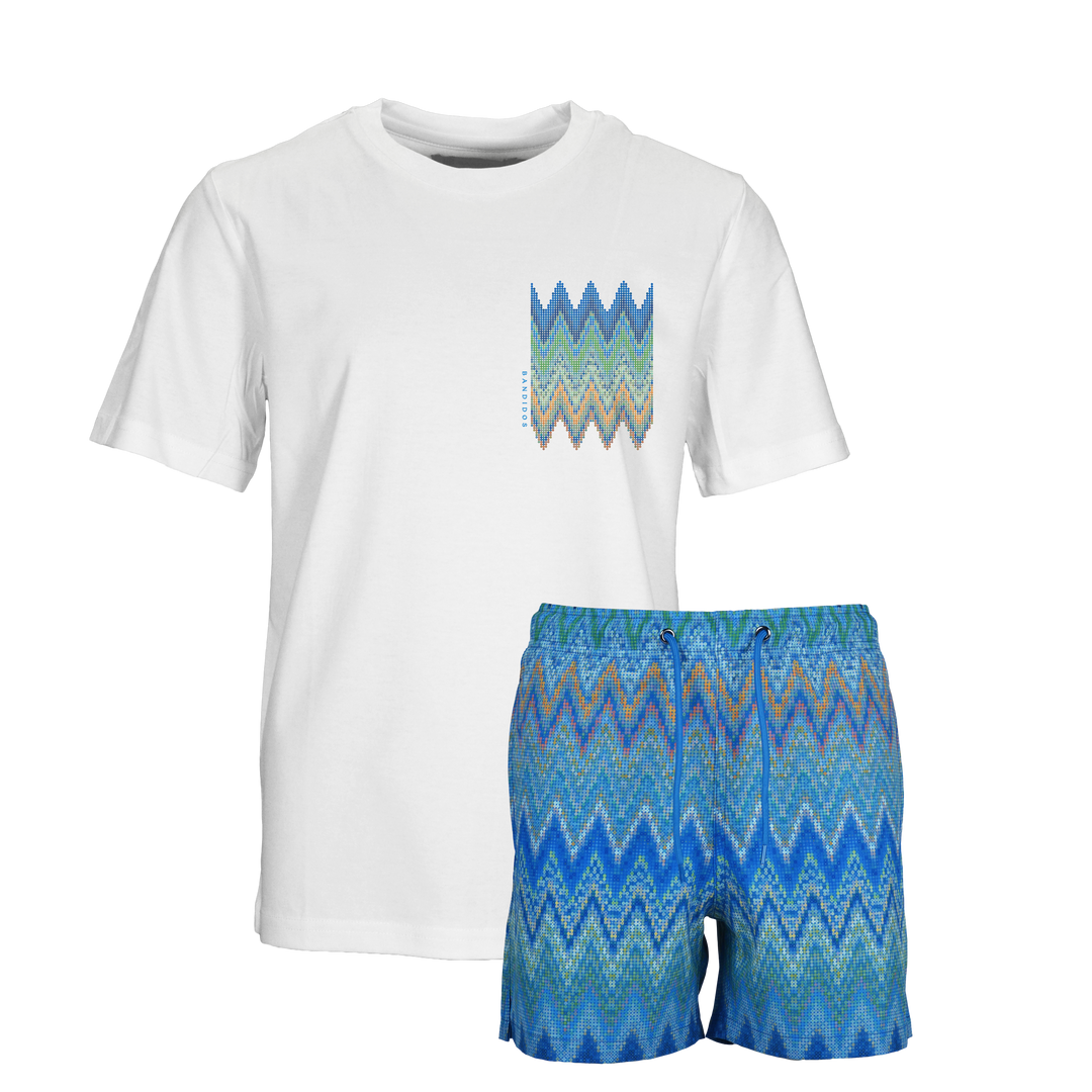 Sequin Zig Amalfi Chest - Kids T-Shirt & Swim Short Set