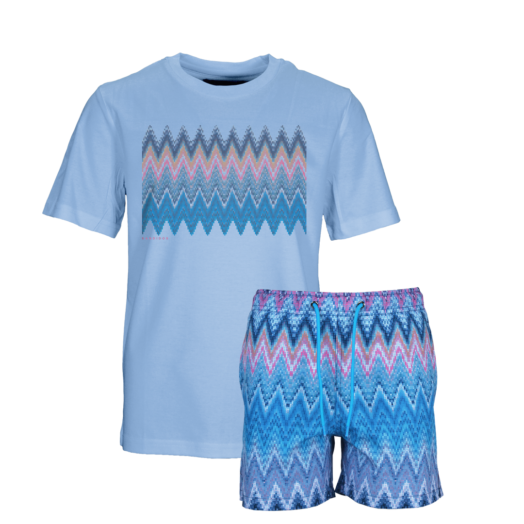 Sequin Zig Miami Box - Kids T-Shirt & Swim Short Set