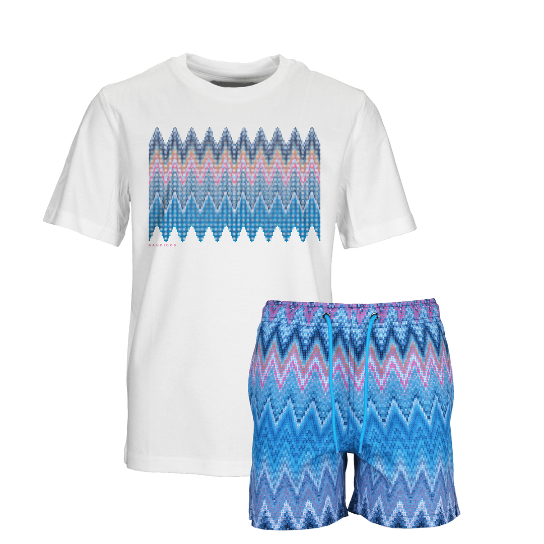 Sequin Zig Miami Box - Kids T-Shirt & Swim Short Set