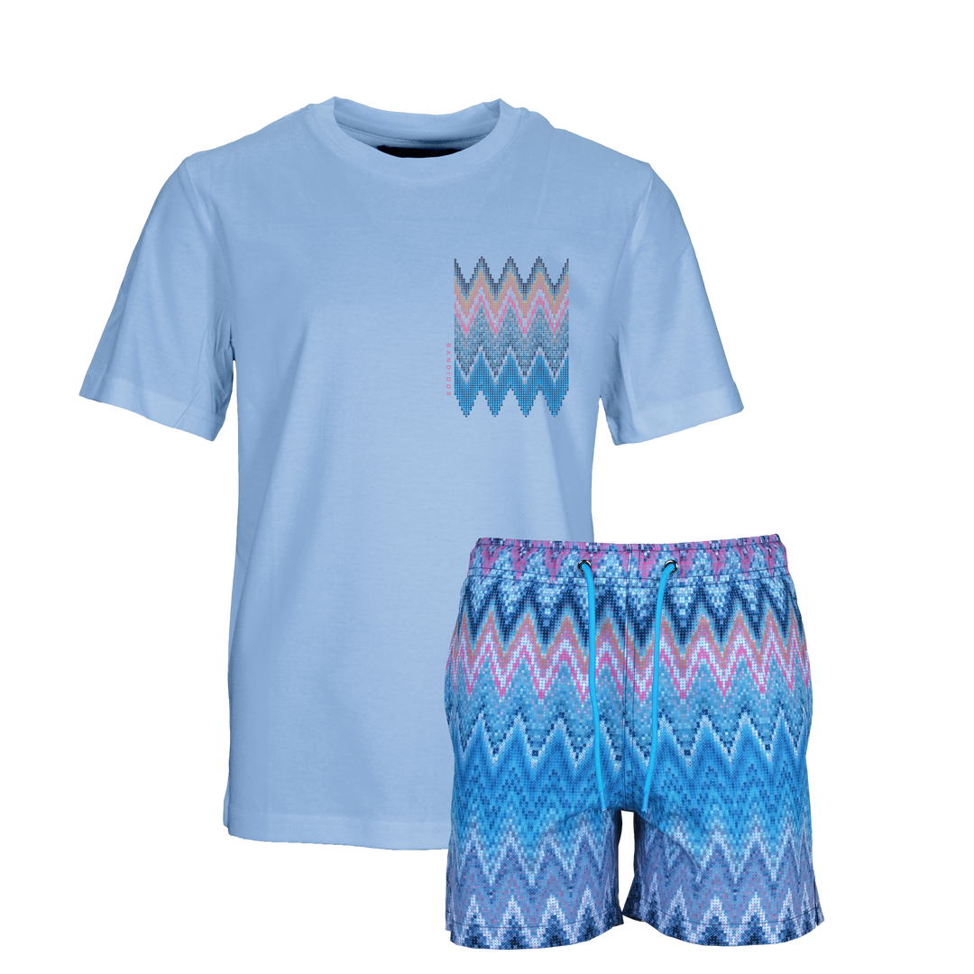 Sequin Zig Miami Chest - Kids T-Shirt & Swim Short Set