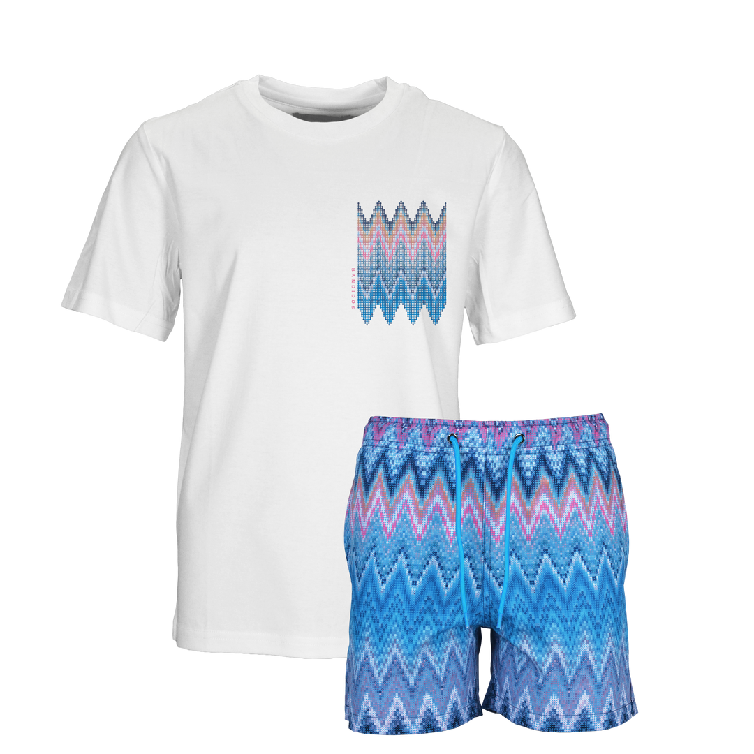 Sequin Zig Miami Chest - Kids T-Shirt & Swim Short Set