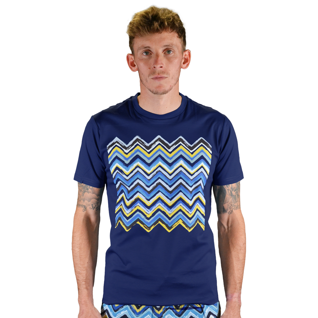 Brush Zig Blue - Men's T-Shirt