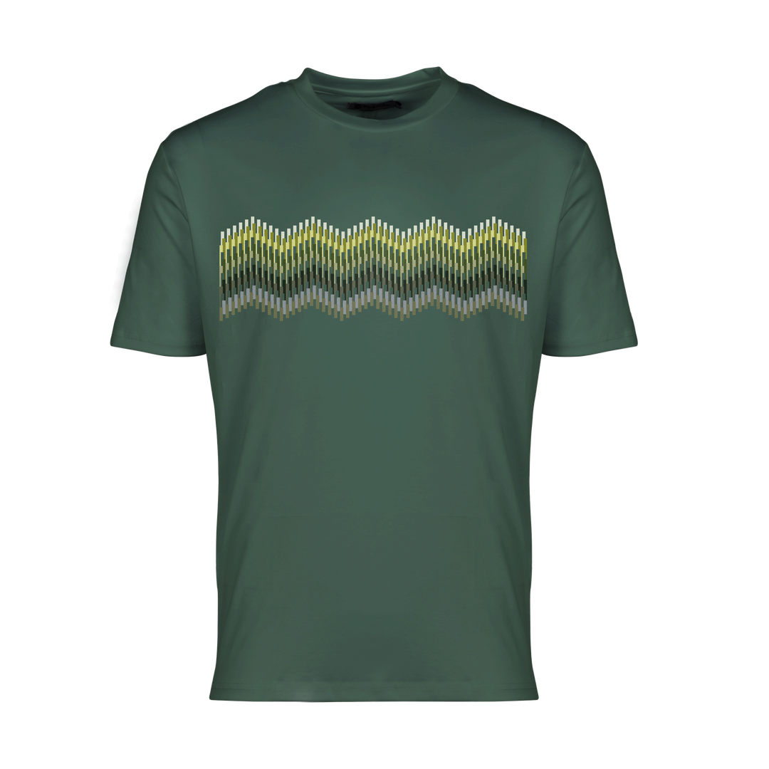 Line Zig Green Bar - Men's T-shirt & Swim Short Set