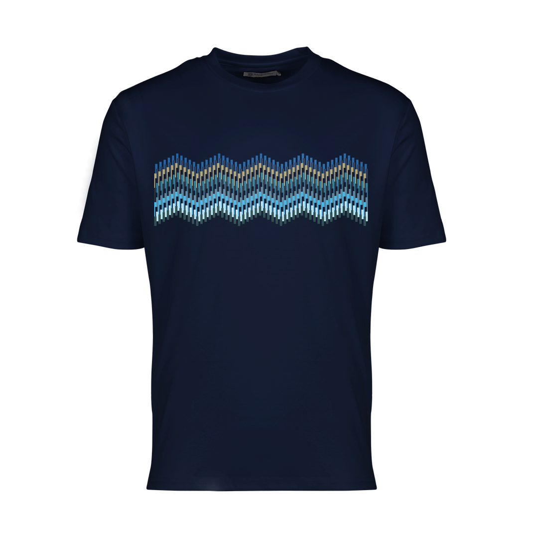 Line Zig Navy Bar - Men's T-shirt & Swim Short Set