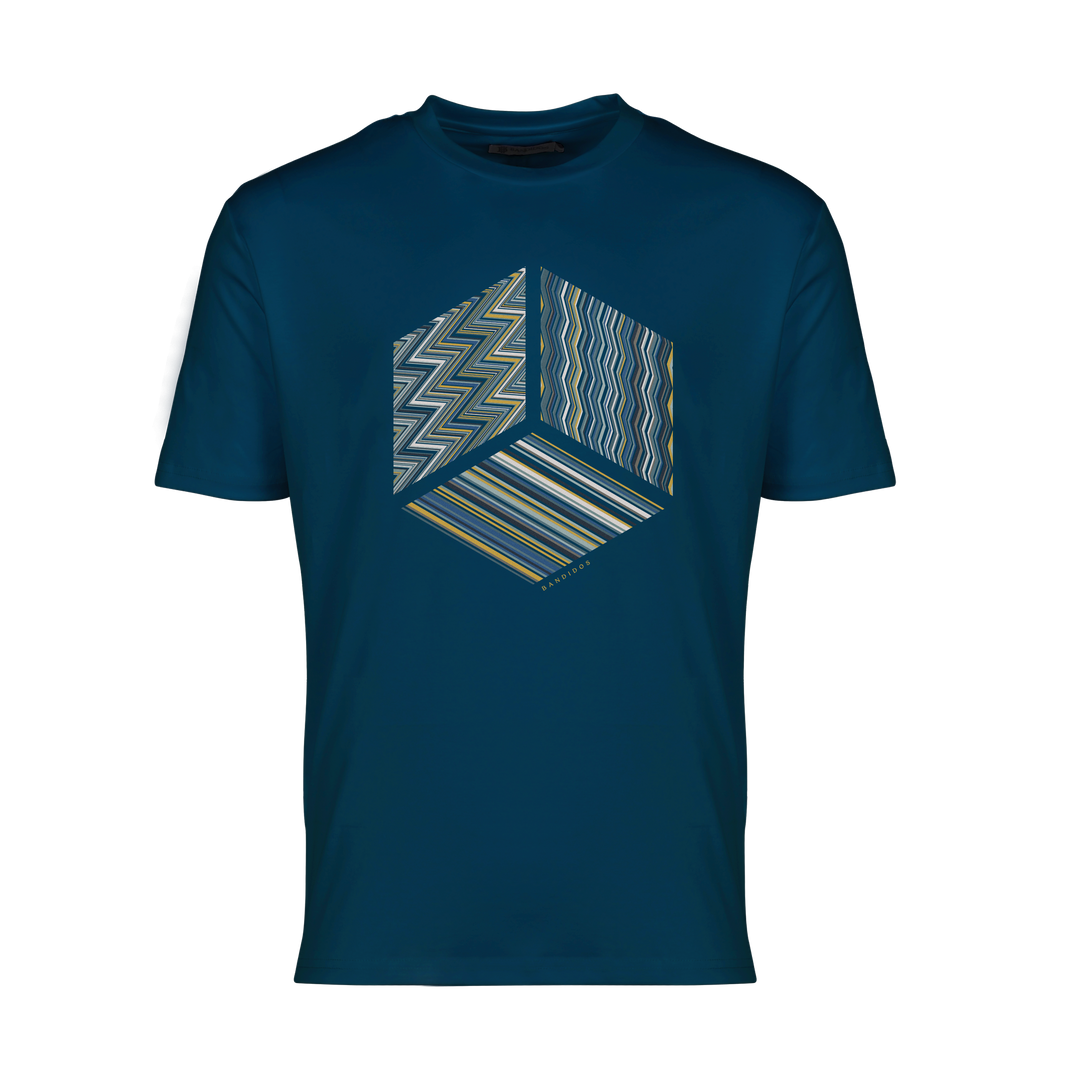 Multi Zig Navy Gold Cube - Men's T-Shirt