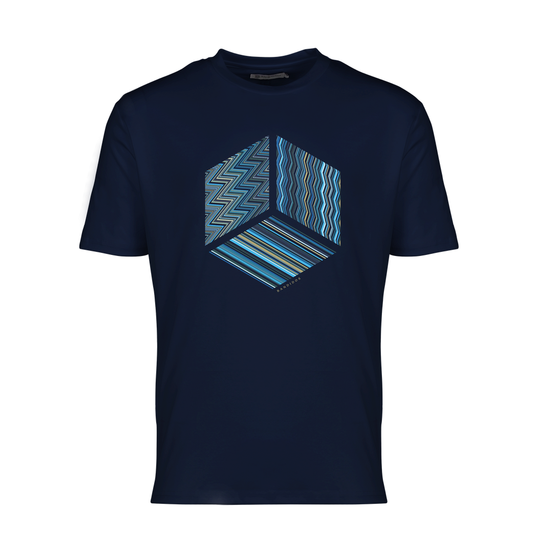 Multi Zig Navy Cube - Men's T-Shirt