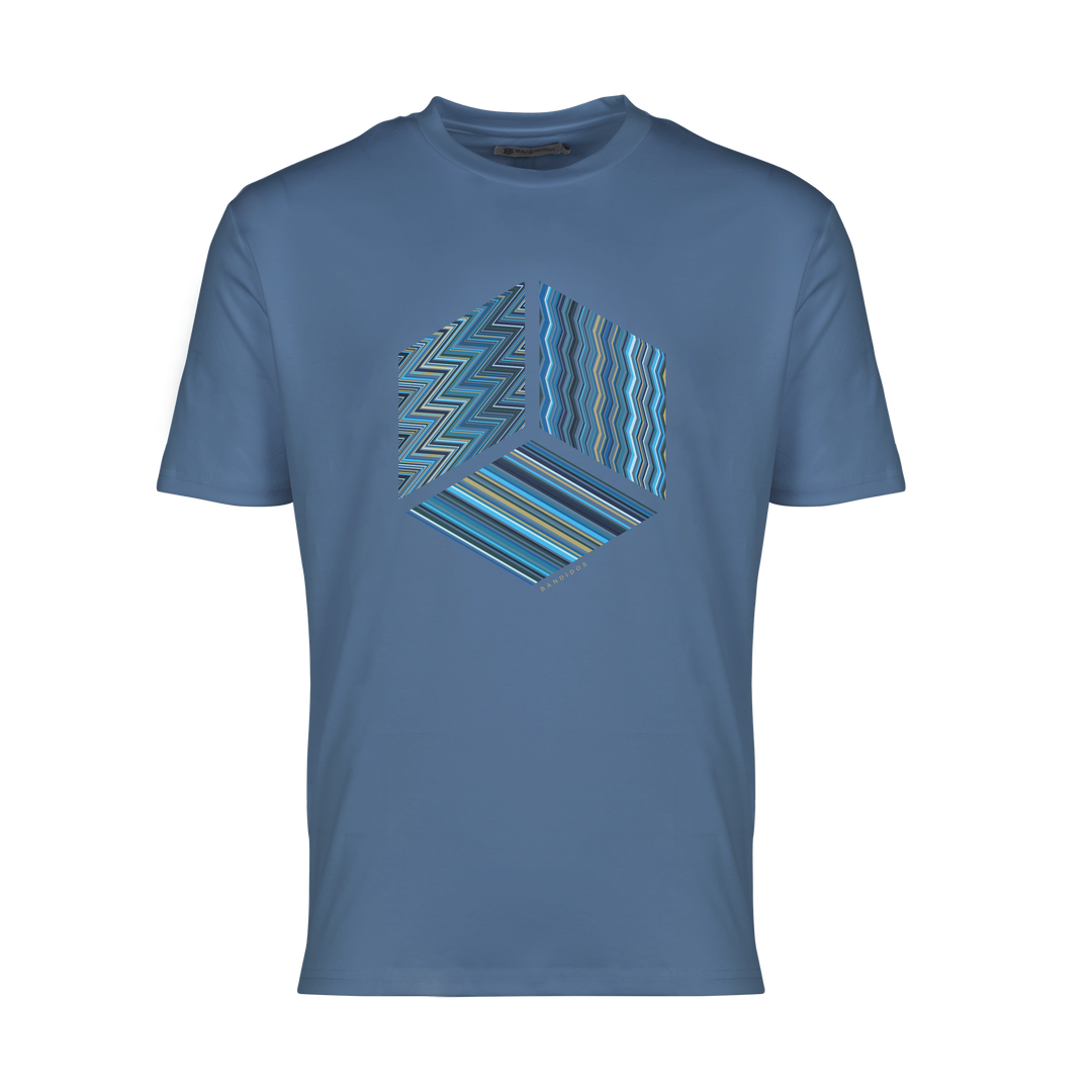 Multi Zig Navy Cube - Men's T-Shirt