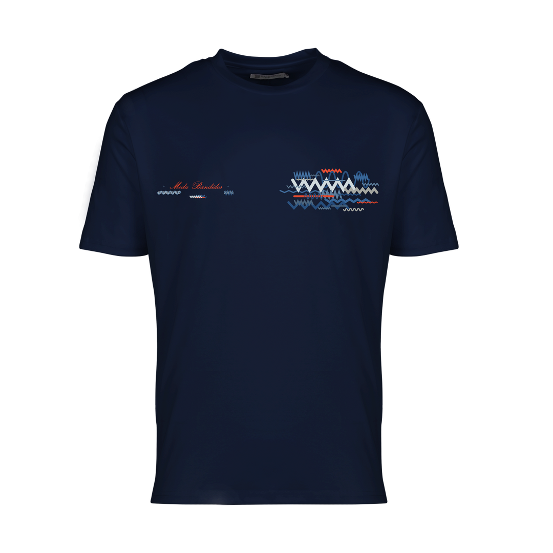Oscillate Blue Red Chest - Men's T-Shirt