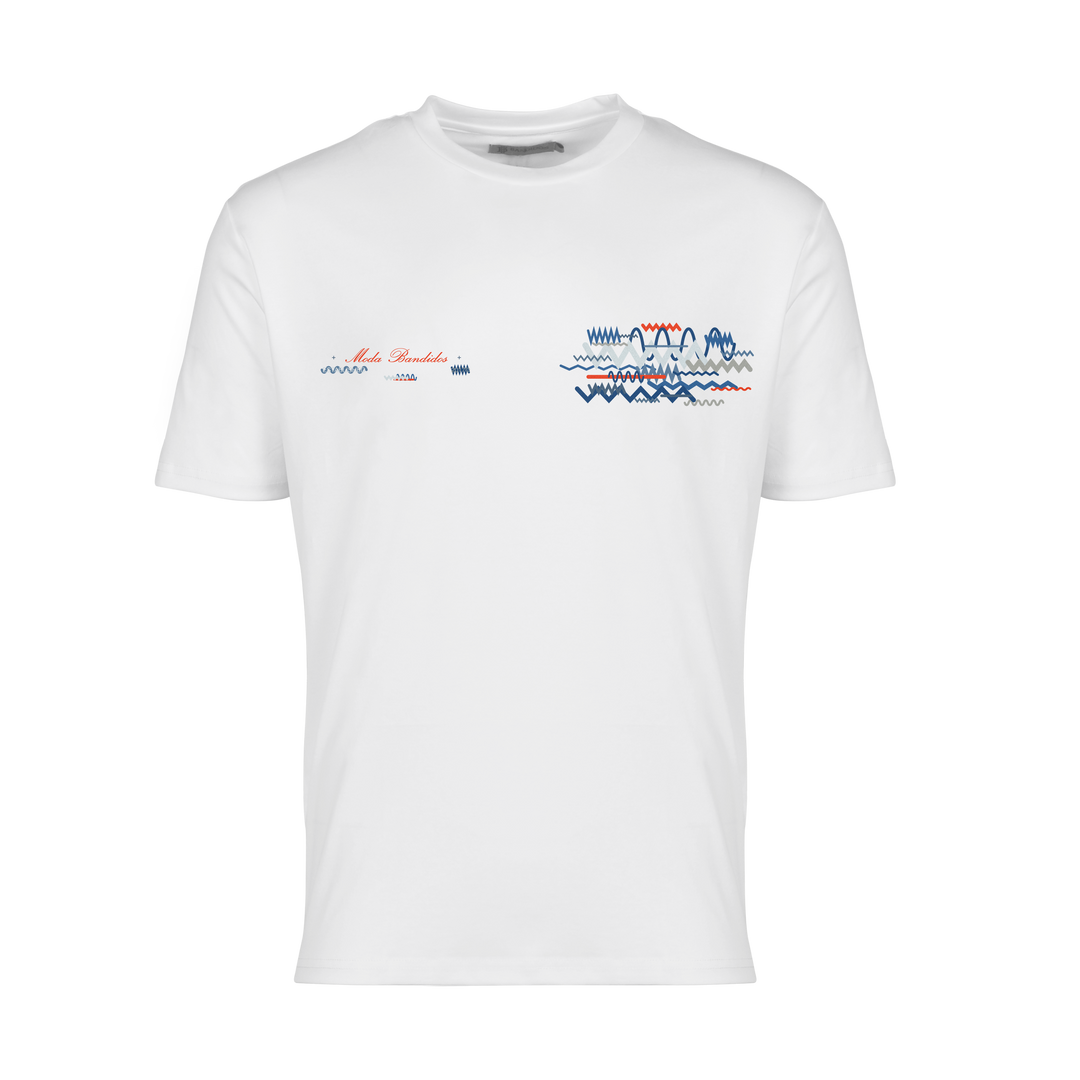 Oscillate Blue Red Chest - Men's T-Shirt