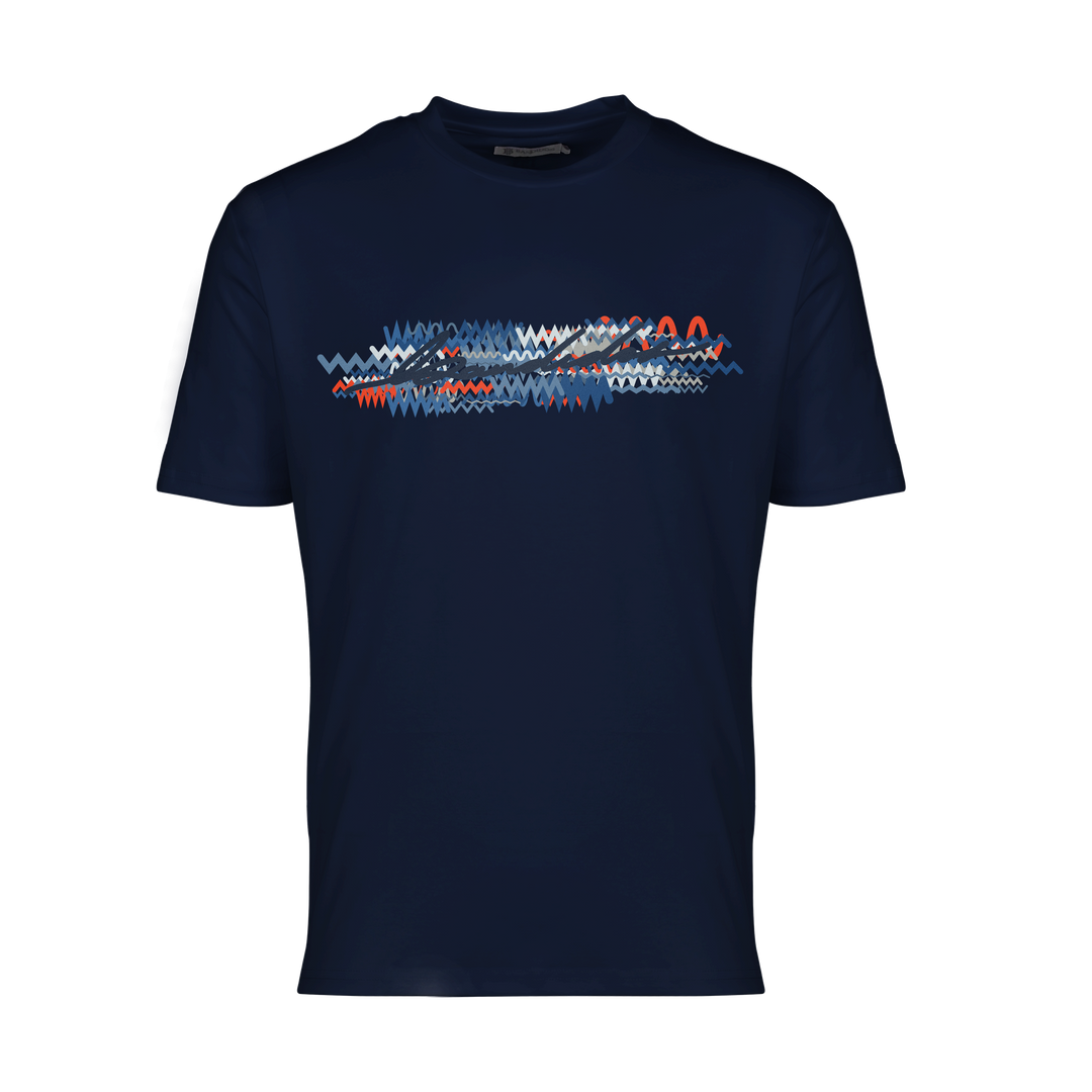 Oscillate Blue Red Script - Men's T-Shirt