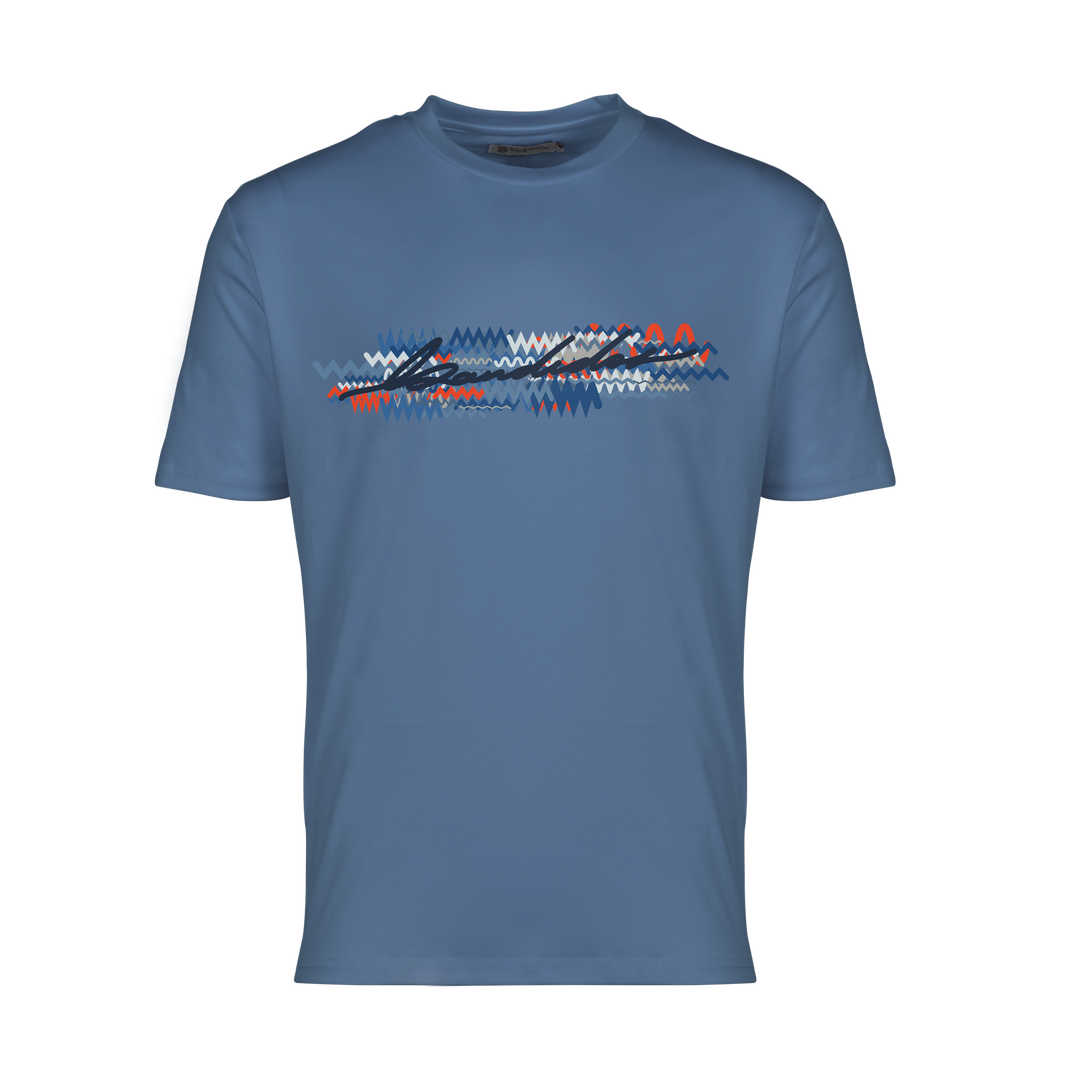 Oscillate Blue Red Script - Men's T-Shirt