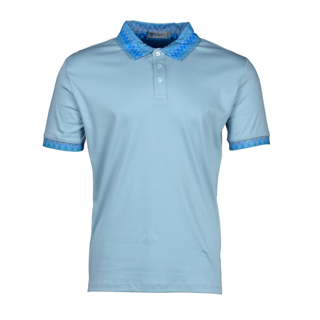 Sequin Zig Amalfi Pattern Collar - Men's Polo