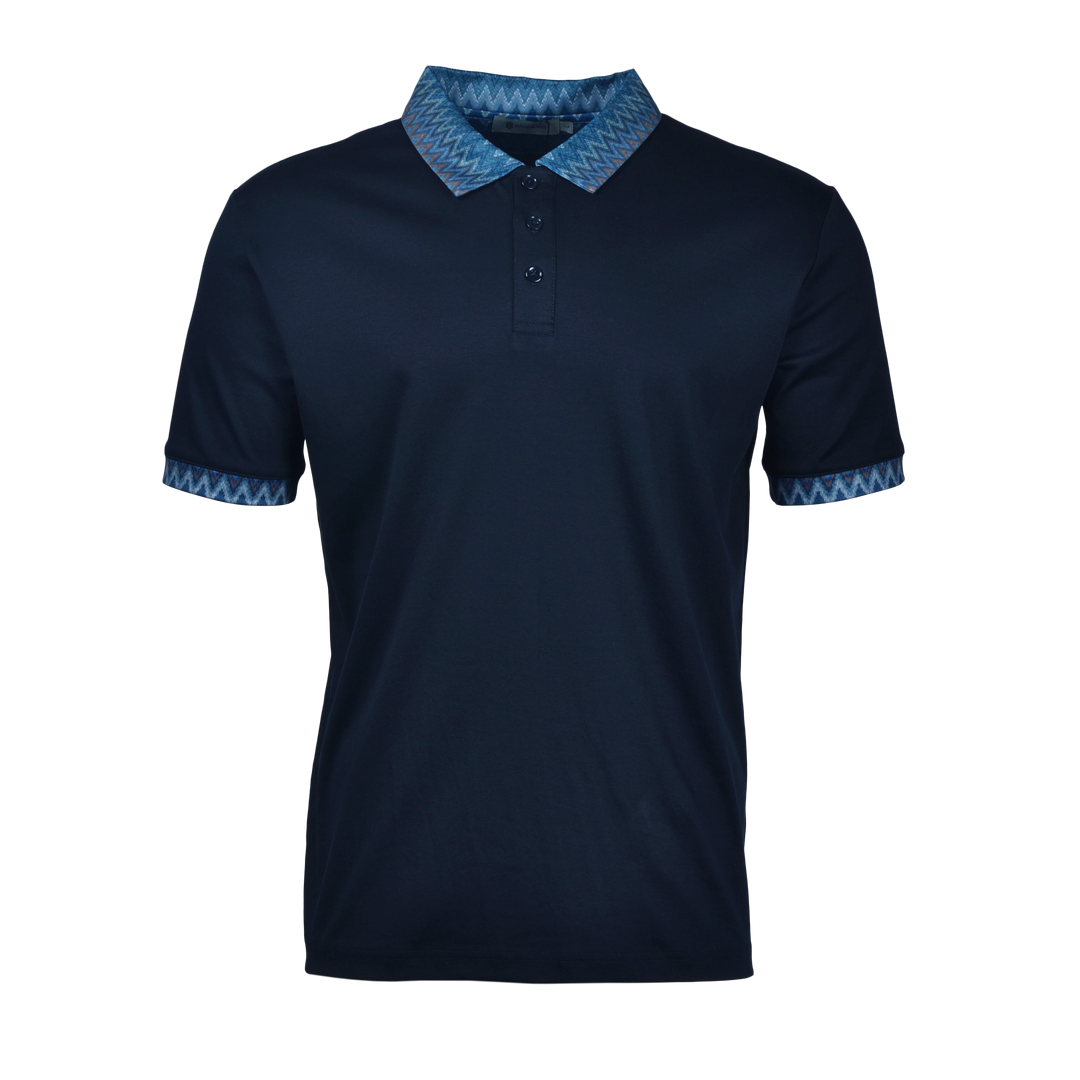 Sequin Zig Dubai Pattern Collar - Men's Polo & Swim Short Set