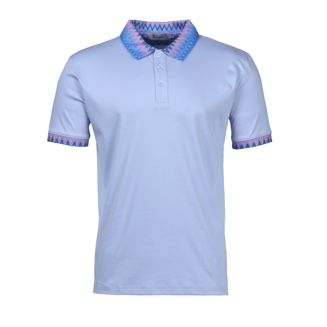 Sequin Zig Miami Pattern Collar - Men's Polo & Swim Short Set