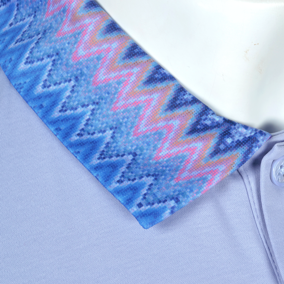 Sequin Zig Miami Pattern Collar - Kids Polo