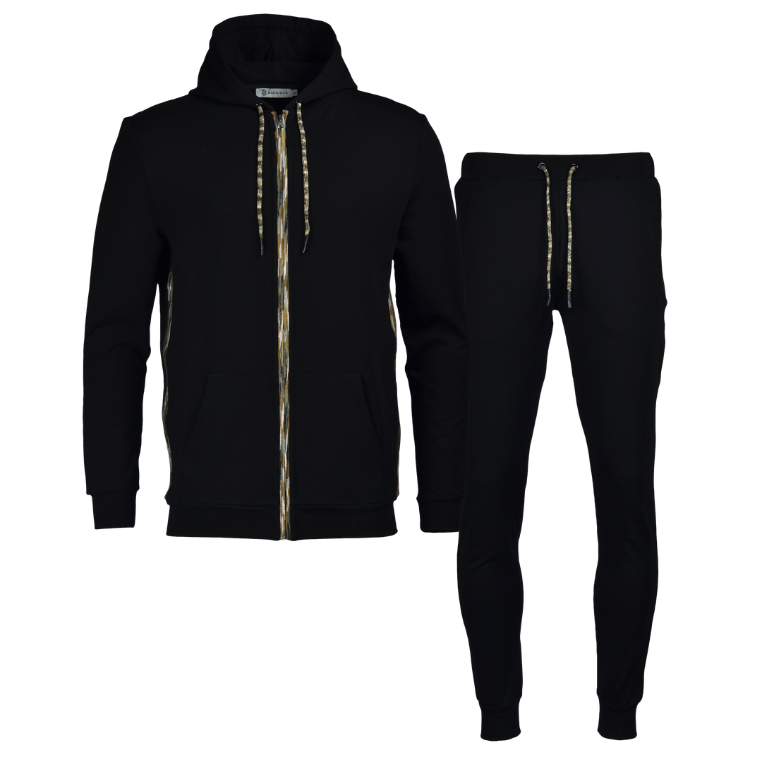 Men's Space-Dye Trim Zip Cotton Tracksuit