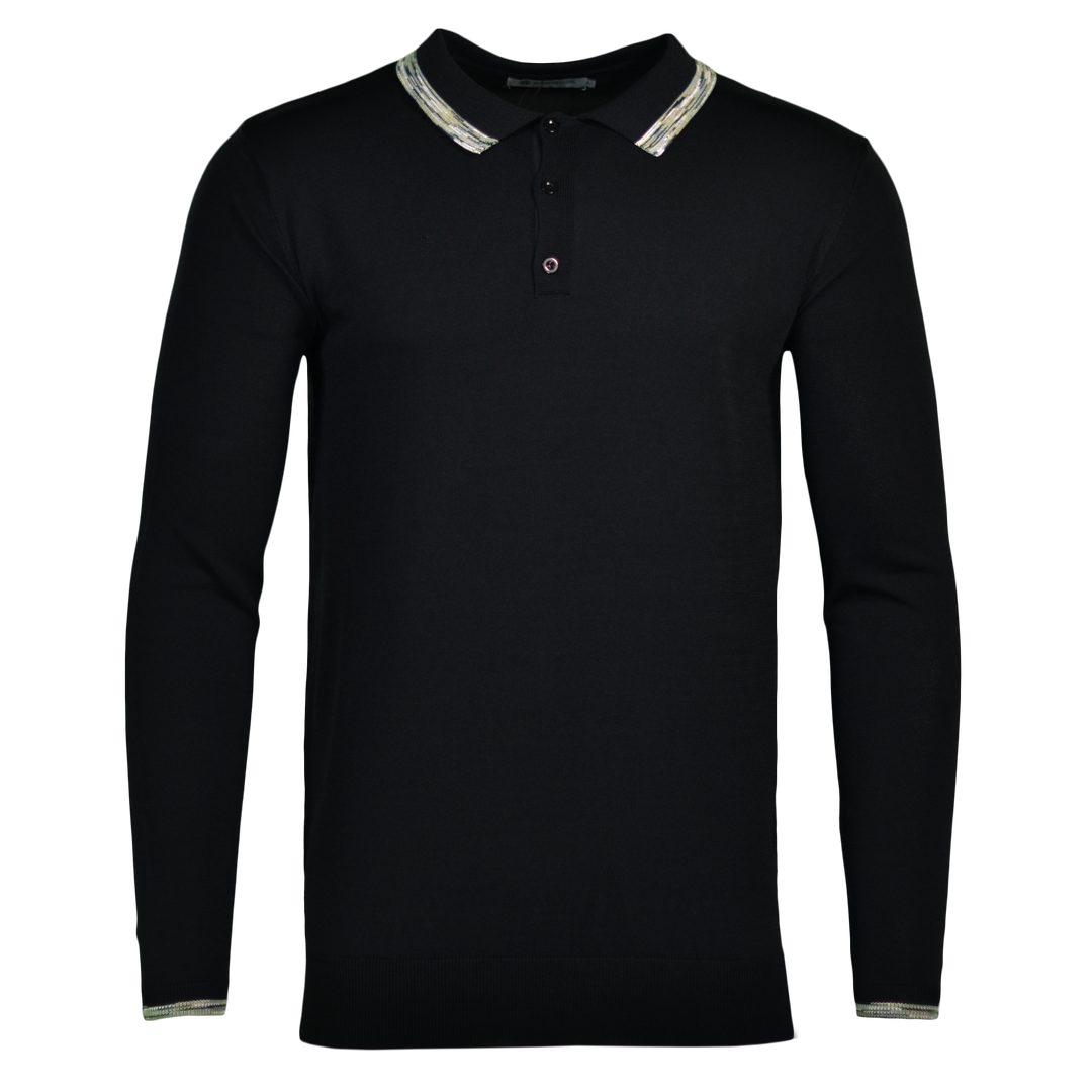 Men's Space-Dye Long Sleeve Trim Polo