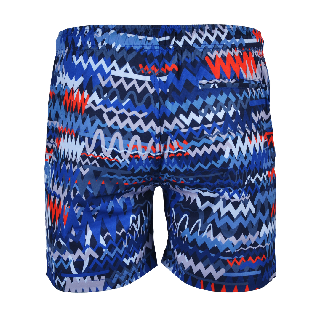 Oscillate Blue Red Bar - Men's T-shirt & Swim Short Set