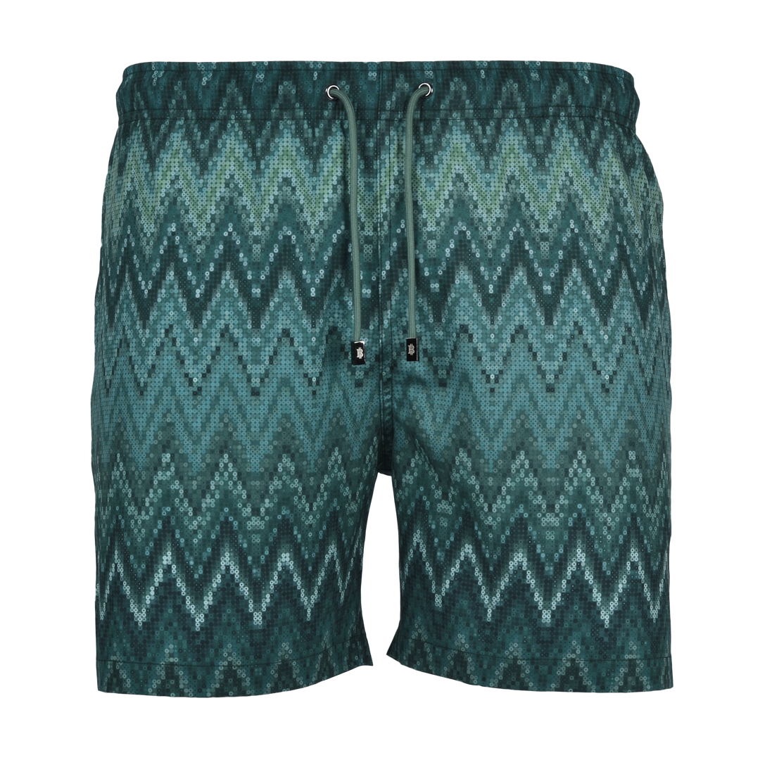 Sequin Zig Bali Pattern Collar - Men's T-Shirt & Swim Short Set