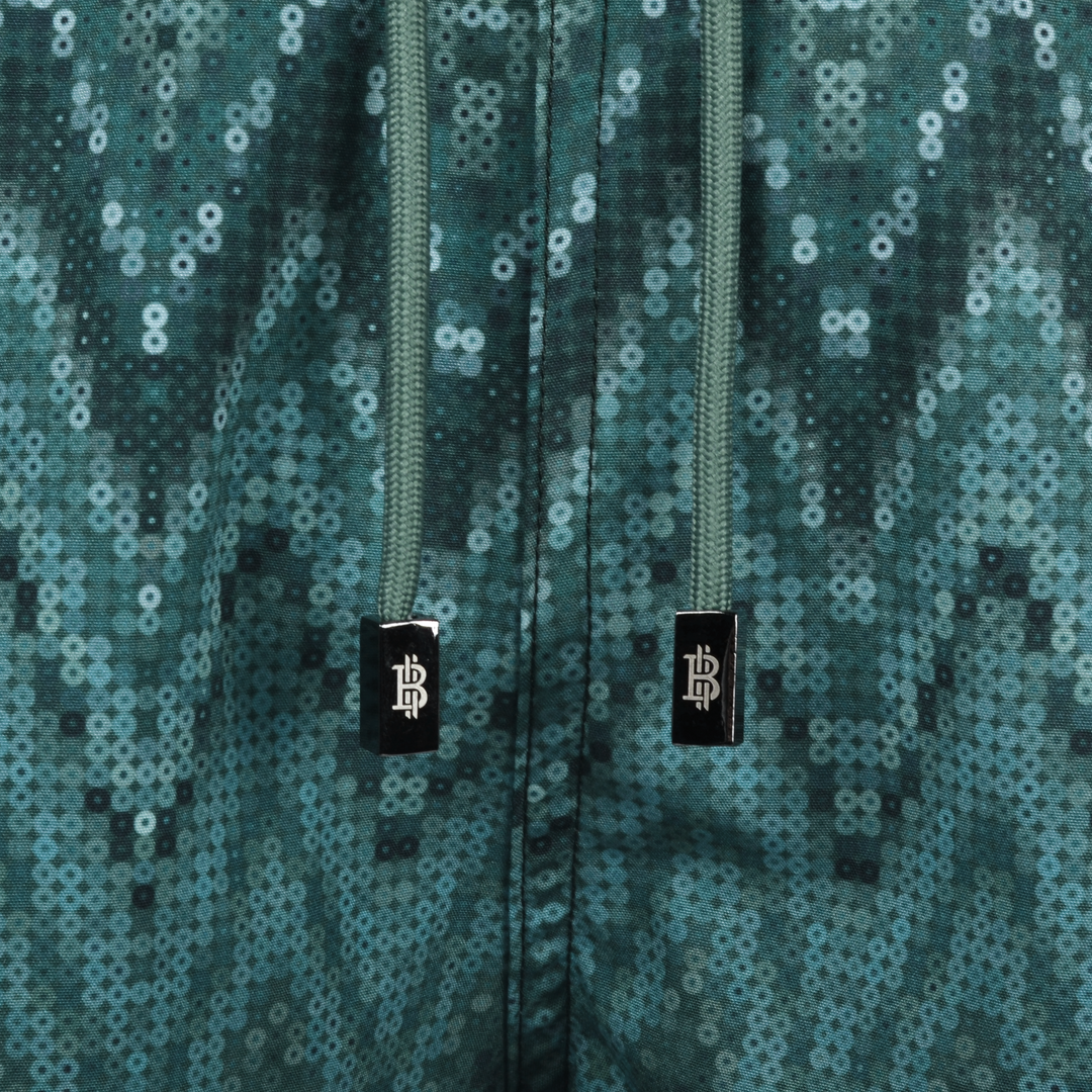 Sequin Zig Bali Pattern Collar - Men's T-Shirt & Swim Short Set